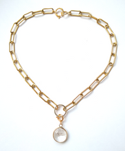 White Quartz Charm Paperclip Chain Necklace