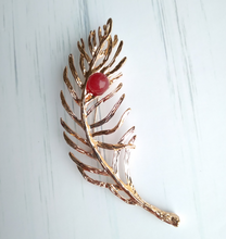 Feather Brooch with Carnelian