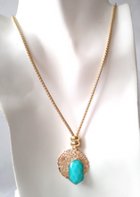 Sinamay with Hexagon Teal Jade Slider Necklace