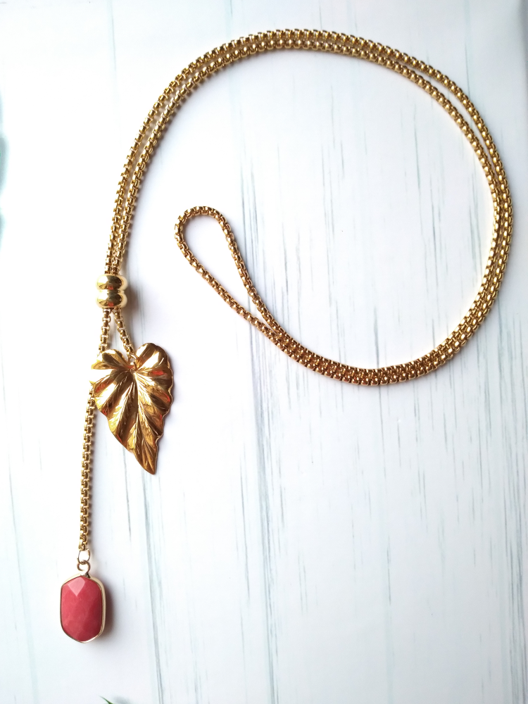 anthurium necklace Anthurium with Red Jade Slider Necklace – Alchemista