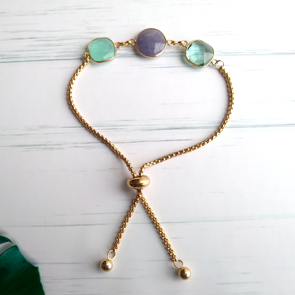 3 Stone Jeweled Slider Bracelet