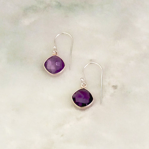 Amethyst Single Drop Hook Earrings