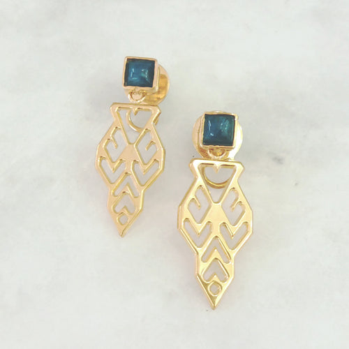 Apatite Square Stud with Lawin Design