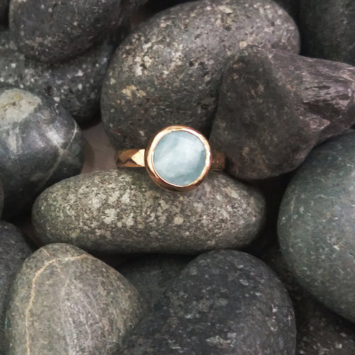 Aquamarine Maxi Hammered Ring