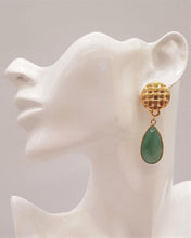 Banig 2 Studs with Green Jade Earrings