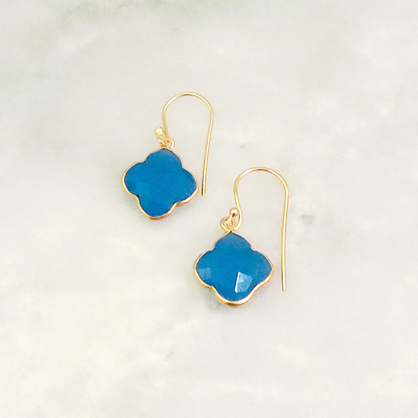 Blue Agate Single Drop Hook Earrings