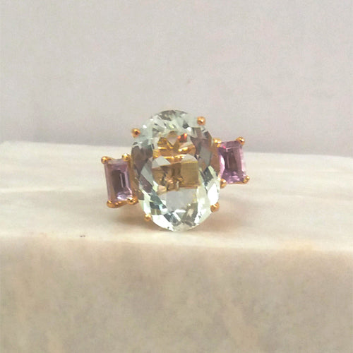 Blue Topaz with Amethyst Cocktail Ring