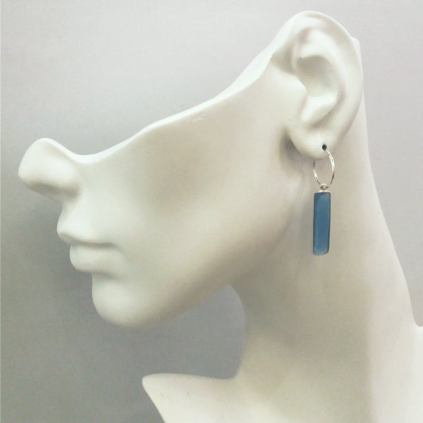 Blue Agate Loop Single Drop Earrings