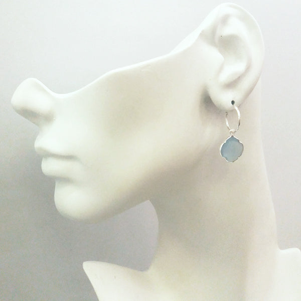 Blue Lace Chalcedony Loop Single Drop Earrings