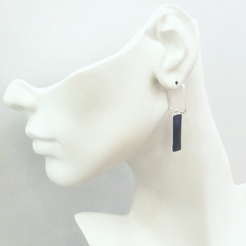 Blue Sapphire Loop Single Drop Earrings