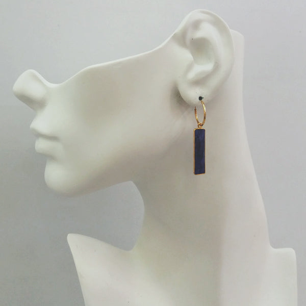 Blue Sapphire Loop Drop Earrings