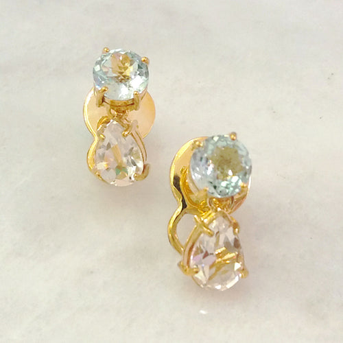 Blue Topaz & White Topaz Separates Earrings