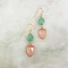 Chalcedony and Rose Quartz Double Drop Earrings