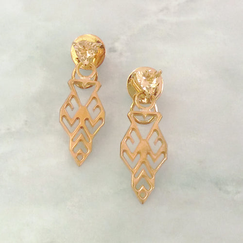 Citrine Trillion Stud with Lawin Design Earrings