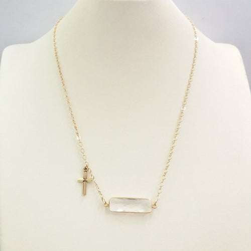 Clear Quartz Rectangular Single Pendant