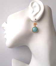 Flower Ear Hooks with Gemstone Single Drop Earrings