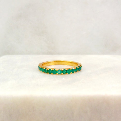 Green Agate Half Eternity Ring