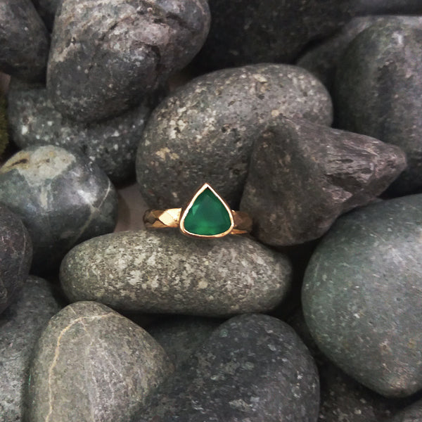 Green Agate Maxi Hammered Ring