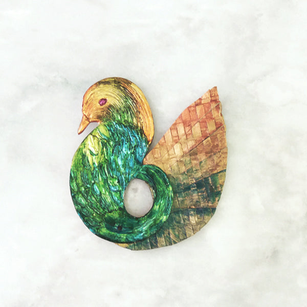 Hand Painted Sterling Silver with Buri Huni Brooch Pin