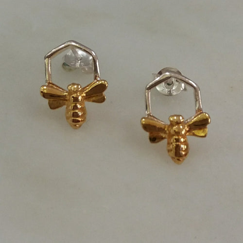Hex Bee Stud Earrings