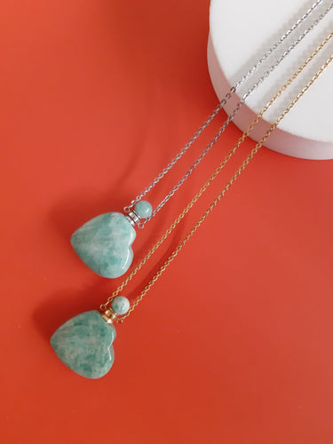 Amazonite Heart Essential Oil Bottle Pendant
