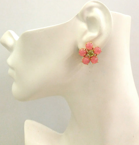 Cherry Quartz & Peridot Bloom Earrings