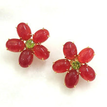 Red Jade & Peridot Bloom Earrings