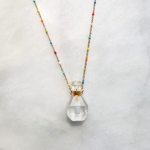 White Quartz Essential Oil Bottle Pendant