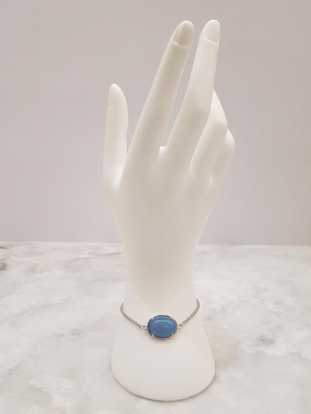 Blue Agate Jeweled Slider Bracelet