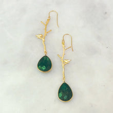 Ibon on Branches with Emerald Double Drop Earrings