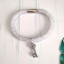 Silver Crystal Mesh Key Bracelet