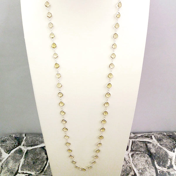 Lemon Quartz Jeweled Chain Necklace