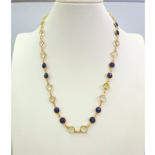 Blue Sapphire & Lemon Quartz Jeweled Chain Necklace