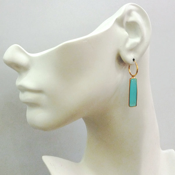 Mint Green Chalcedony Loop Drop Earrings