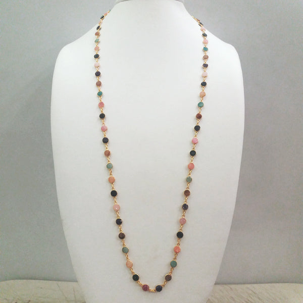 Multi-Color Agate Druzy Geode Jeweled Chain Necklace