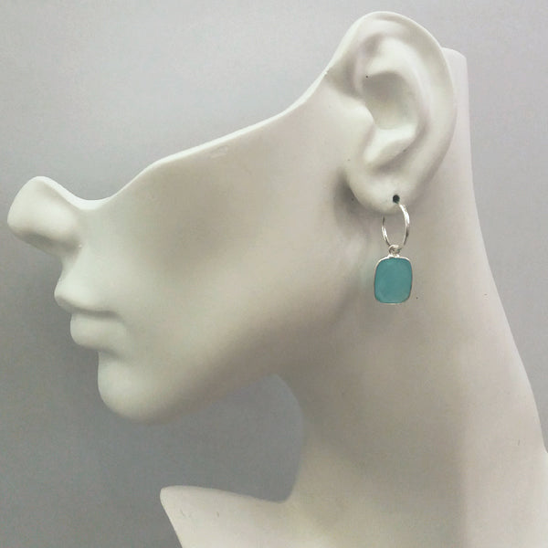 Ocean Blue Chalcedony Loop Single Drop Earrings