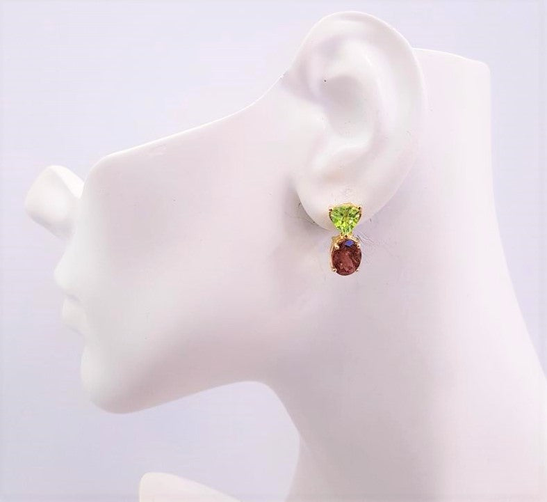 Peridot & Pink Tourmaline Separates Earrings