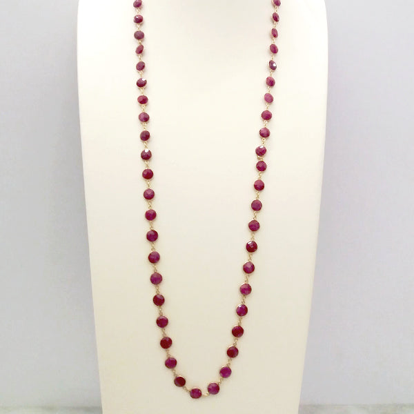 Pink Agate Jeweled Chain Necklace