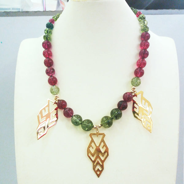Pink & Green Tourmaline with Lawin Necklace
