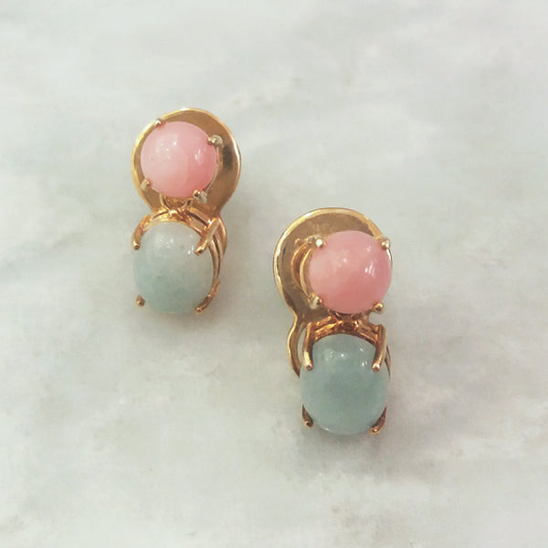 Pink Opal & Aquamarine Separates Earrings