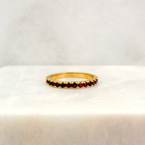 Red Garnet Half Eternity Ring