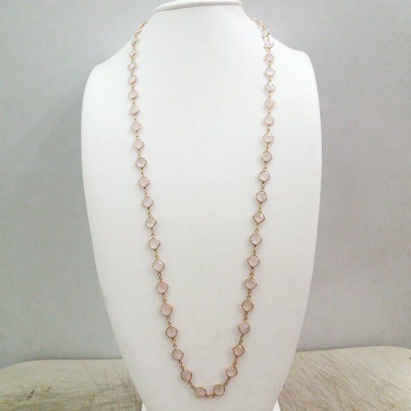 Rose Quartz Jeweled Chain Necklace