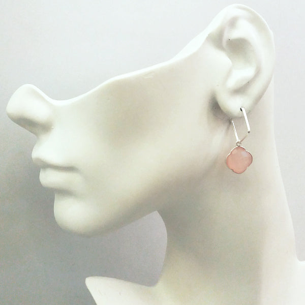 Rose Quartz Loop Single Drop Earrings