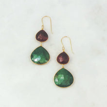 Ruby & Emerald Double Drop Earrings