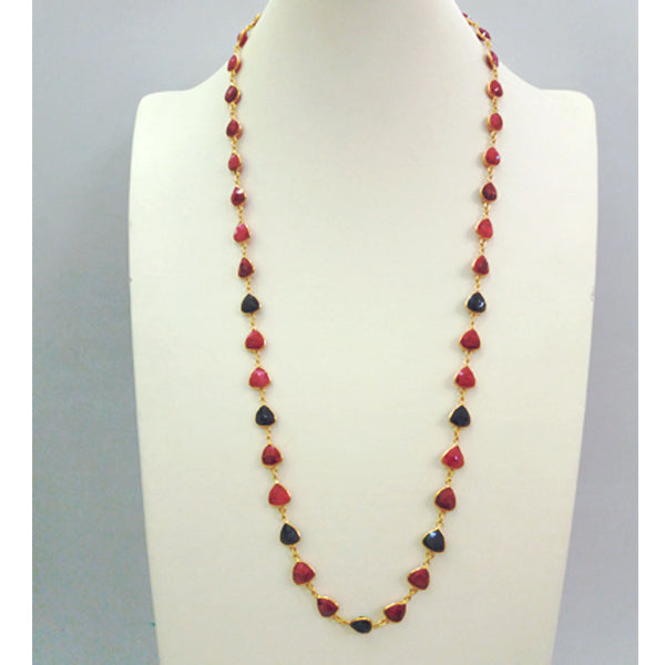Ruby & Blue Sapphire Jeweled Chain Necklace