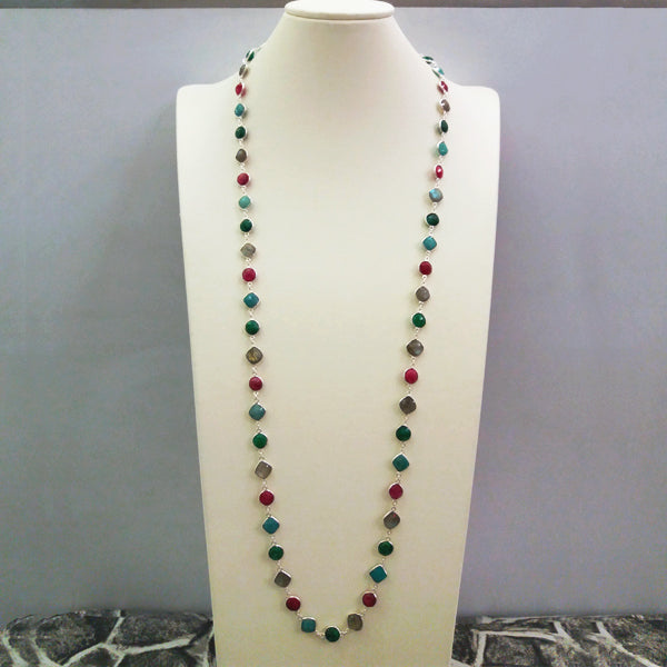 Ruby, Labradorite, Emerald, Amazonite Jeweled Chain Necklace