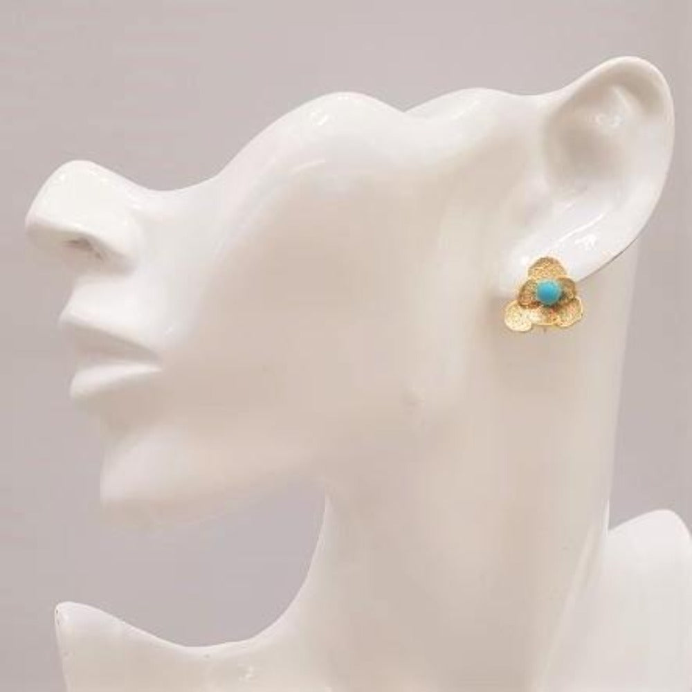 Tri Petal Studs with Turquoise