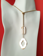 Alma Charm with White Rectangular Mother of Pearl Slider Necklace