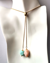 Amazonite & Pink Opal Nugget Affirmation Slider Necklace