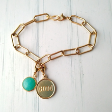 Round Amazonite and Good Affirmation Paperclip Bracelet